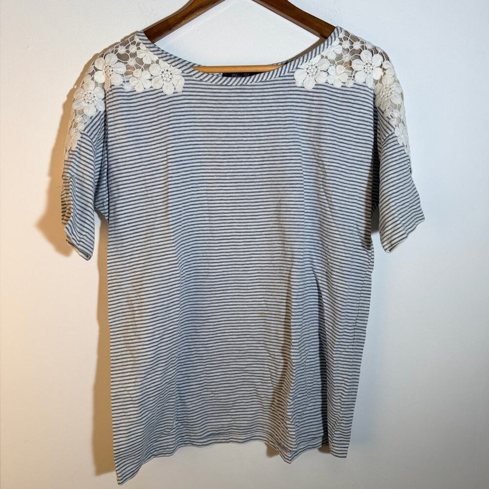 Striped Lace Shoulder Women's Top